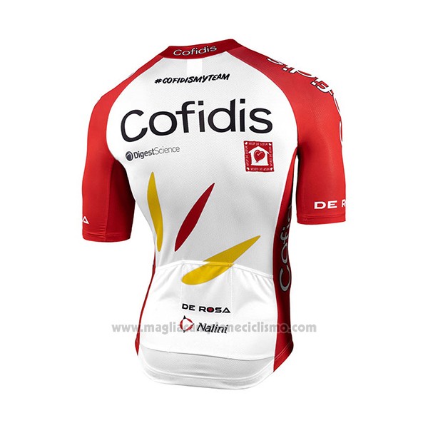 2021 Abbigliamento Ciclismo Cofidis Rosso Bianco Manica Corta e Salopette